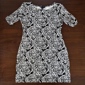 BANANA REPUBLIC MINI SHIFT DRESS TUNIC TOP ELBOW SLEEVES STRETCH S Black 209955